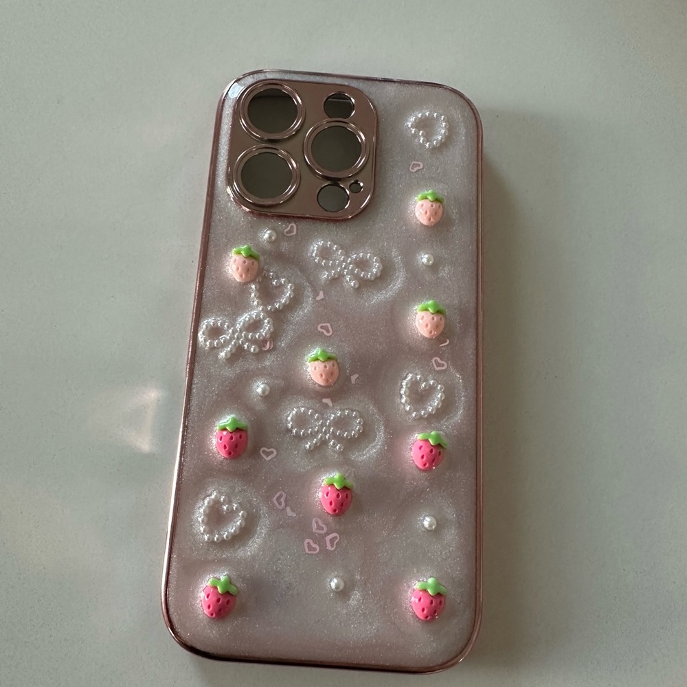 iPhone 16 pro Whimsical Pink 3D Embellished Phone Case